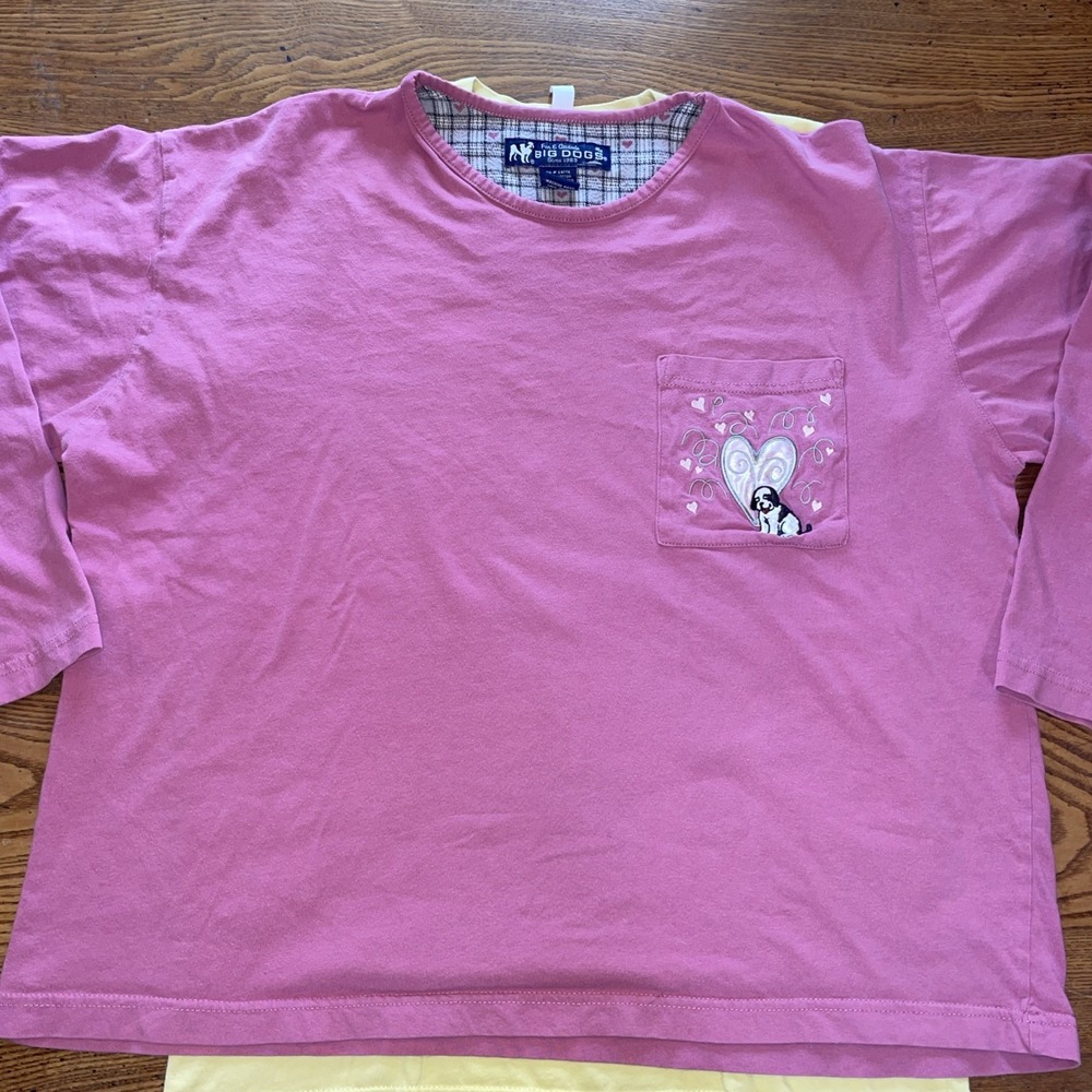 Big Dogs Long Sleeve Pink t-shirt Medium Heart Fun with Attitude Hvy Weight Mat.